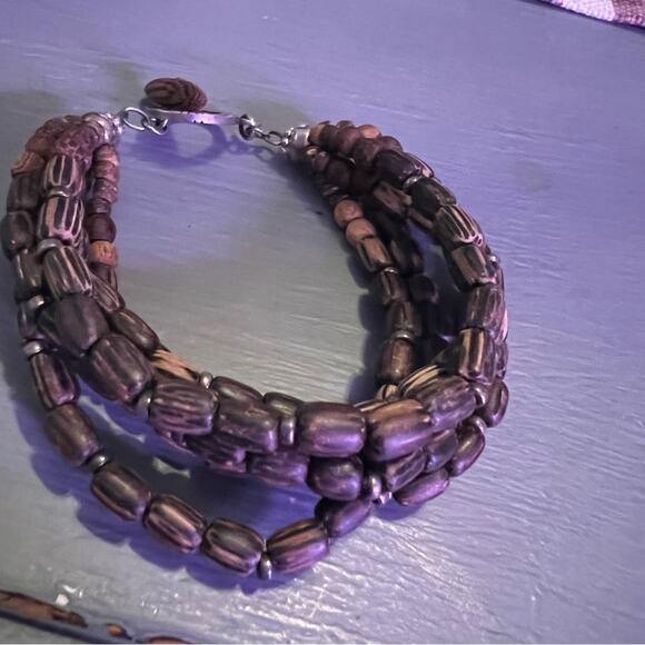 Silpada 925 Sterling Silver Palm Wood Beaded Multi Strand Toggle Bracelet - Picture 10 of 10